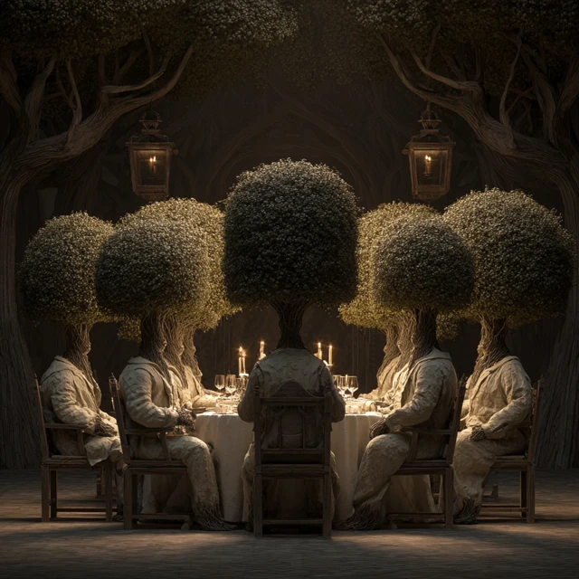 Tree People Dinner Fine Dining Surreal Art