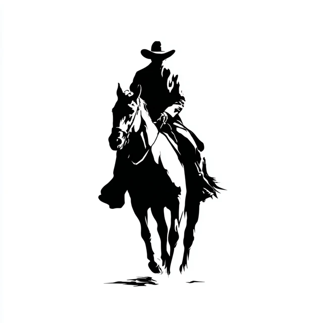 Cowboy Silhouette Riding Horse Icon Illustration
