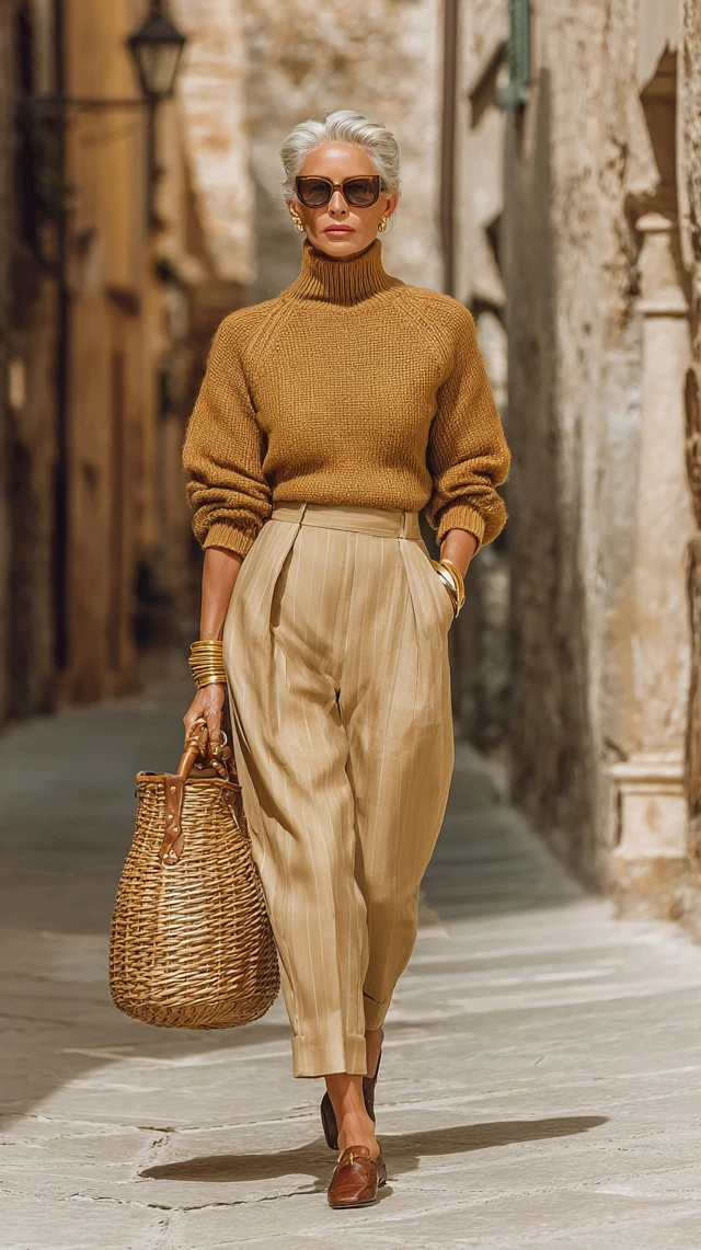 Elegant Mature Woman in Milanese Fashion