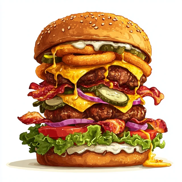 Gourmet Burger Illustration Delicious and Rich