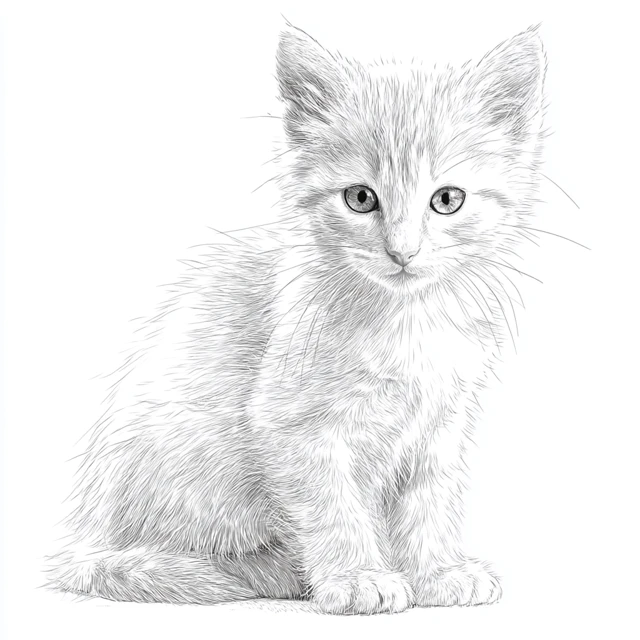 Cute Baby Cat Coloring Page Printable