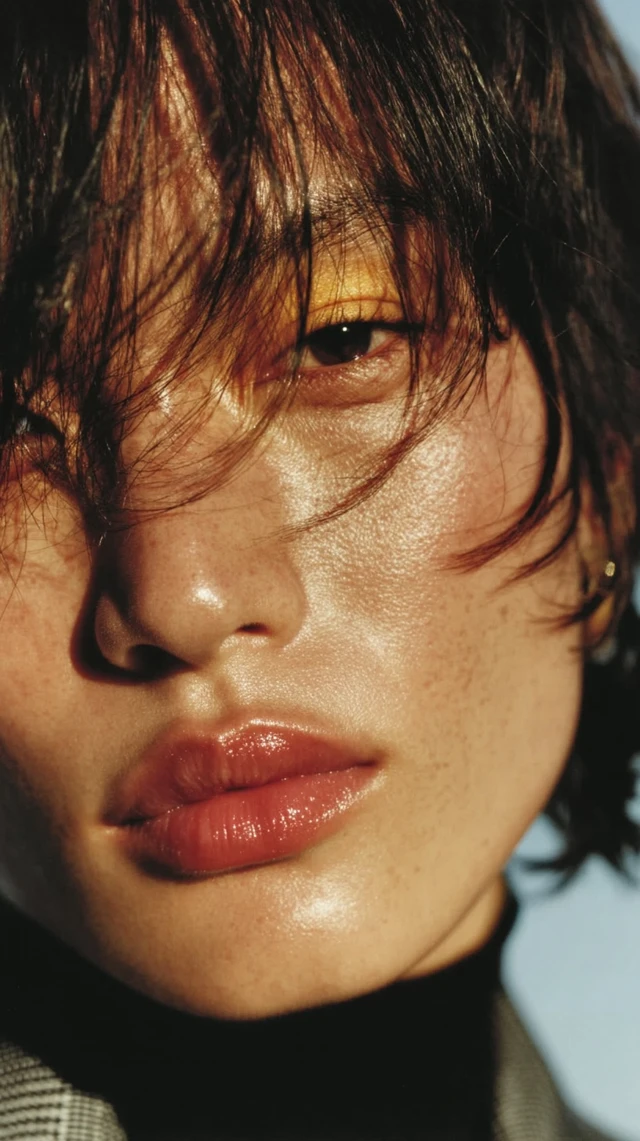Androgynous Fashion Portrait in Golden Haze