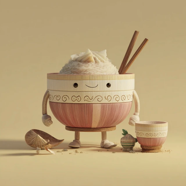 Vintage Bowl Character on the Beach Illustration