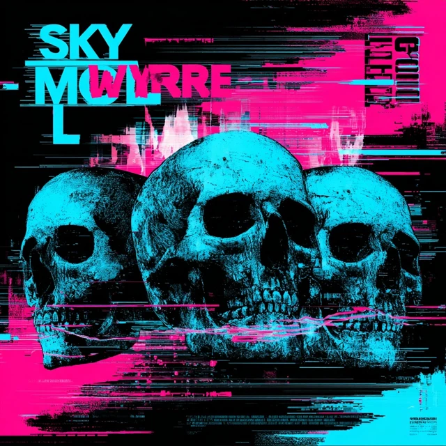 Glitch Art Skulls Cyberpunk Music Cover Artwork