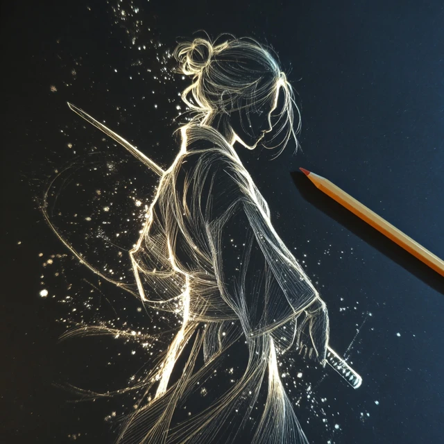 Elegant Samurai Woman with Sword Fantasy Art