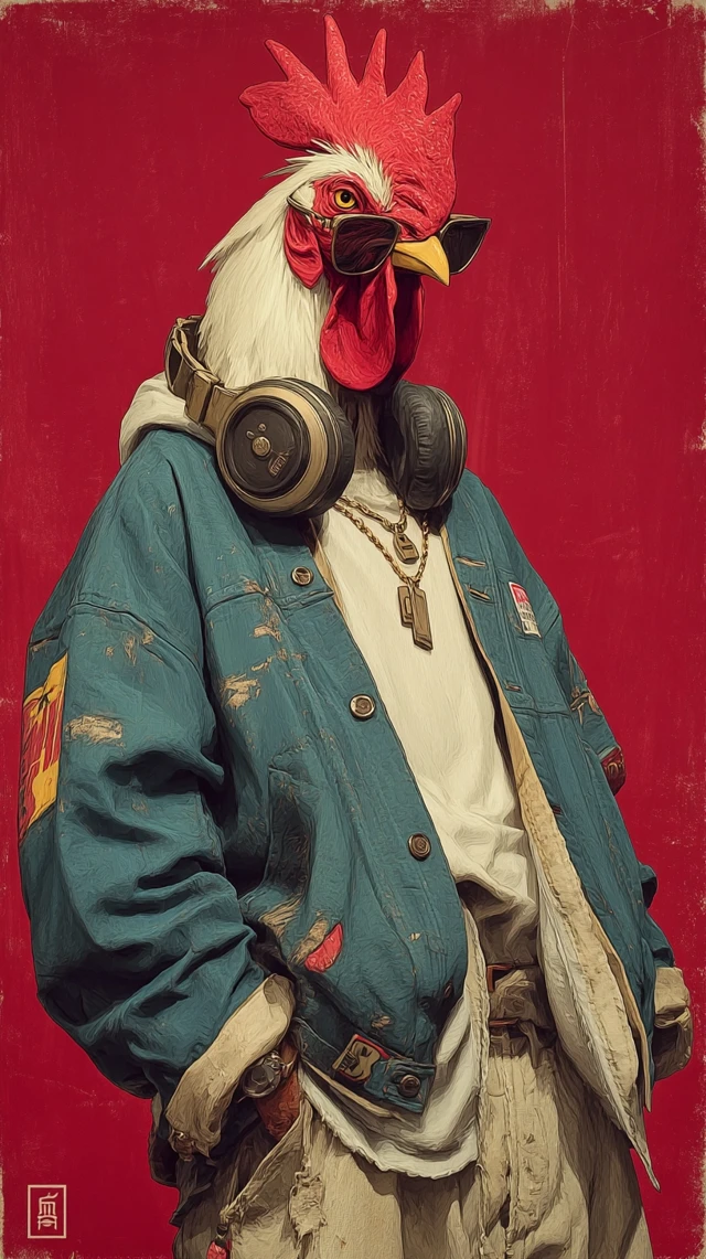 Cool Hip Hop Rooster Chicken Wallpaper Art