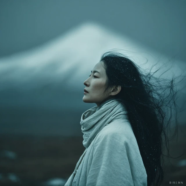 Chinese Girl Mountain Scene Film Still Photography