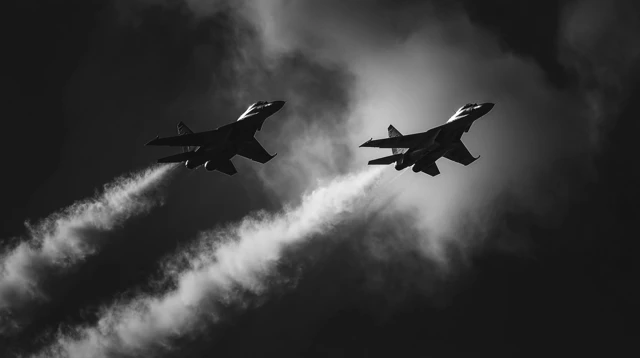 Fighter Jets in Flight Black and White Aesthetic