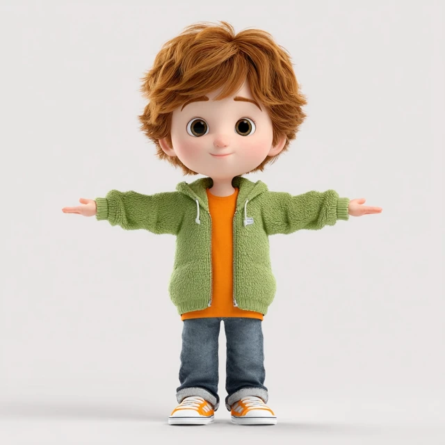 Cute 3D Cartoon Boy Character