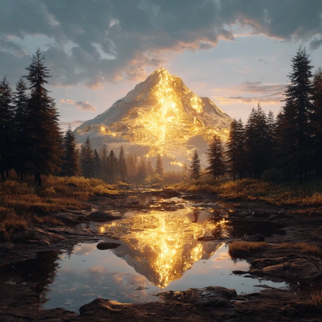 Golden Mountain Landscape Concept Art