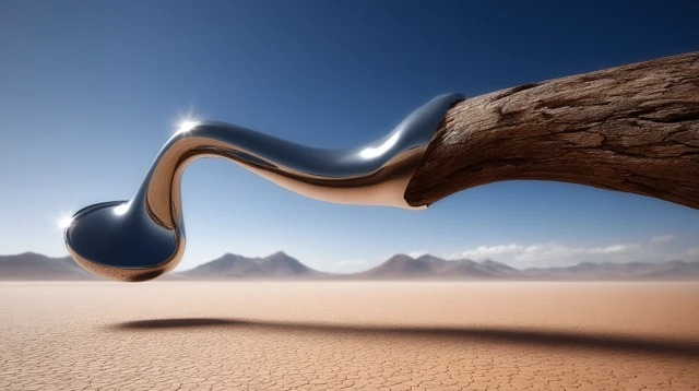 Melting Pocket Watch Surreal Desert Scene