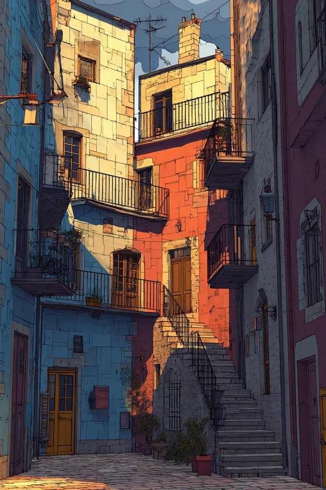 Escher Cubist Urban Scene Illustration