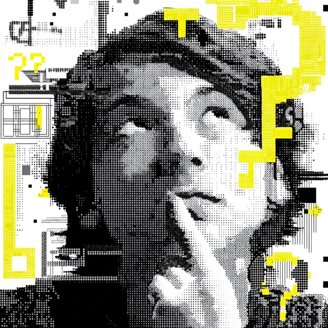 Pixel Art Teenager Contemplating Data