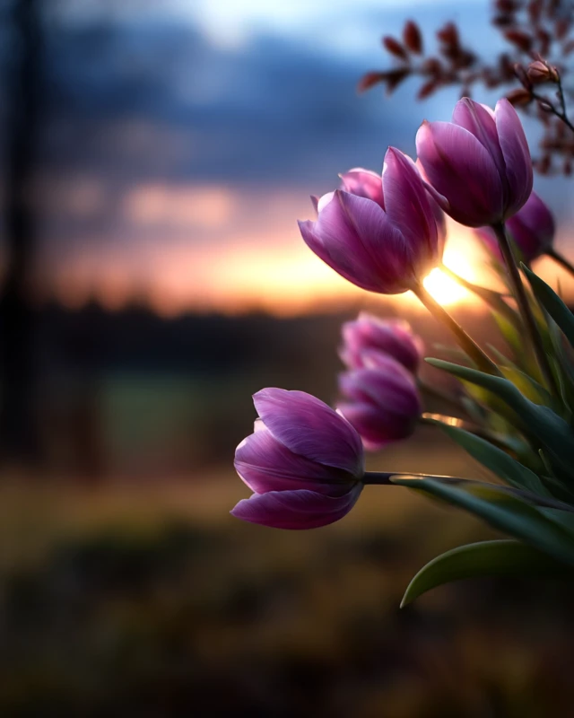 Tulips at Sunset A Beautiful Nature Photography