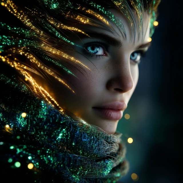 Celestial Figure in Bio Luminescent Textile Art