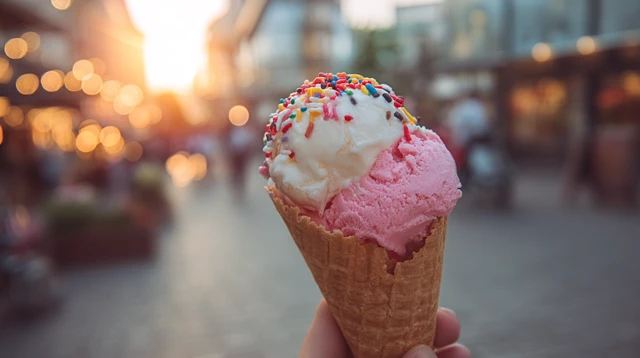 Delicious Vanilla Ice Cream Cone Dessert Treat