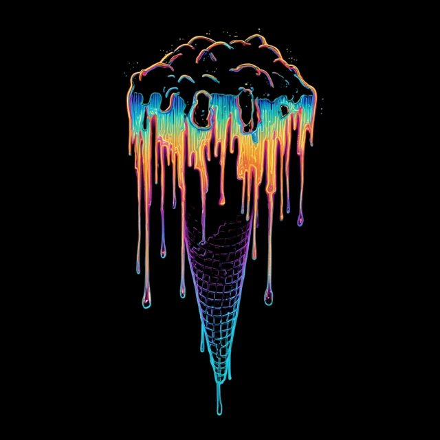 Neon Ice Cream Dripping Lips Graphic