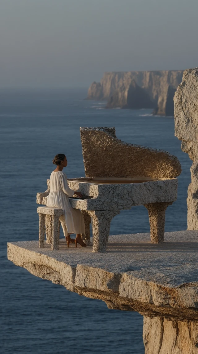Piano on a Cliff A Poetic Scene