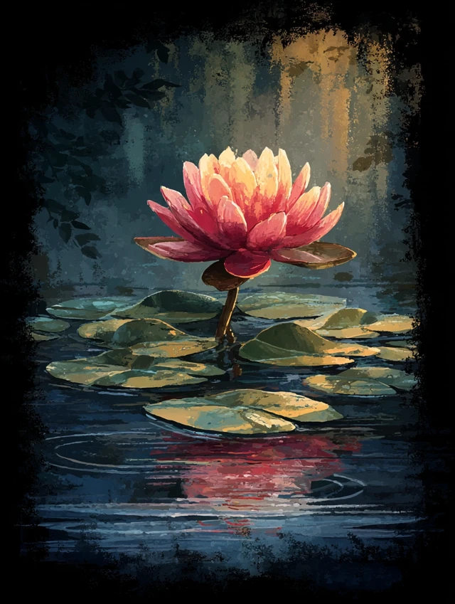 Lotus Flower in Mist Minimalist Art