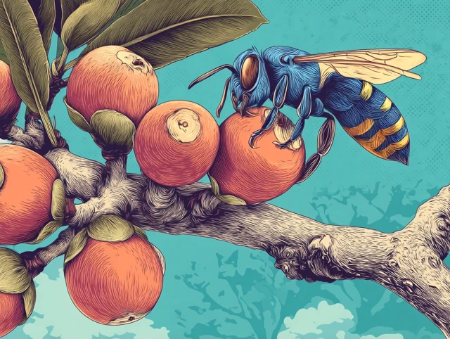Bee Collecting Nectar Illustration in Miyazaki Style