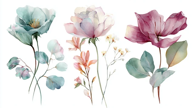 Elegant Watercolor Floral Set for Decor and Design