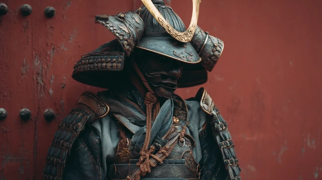 Samurai in Armor Photo Kodak Portra Film Muted Colors