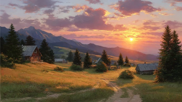 Montana Sunset Painting by Peter Murk Monsted