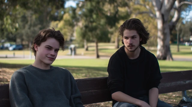 Young Men in Park Candid Moment