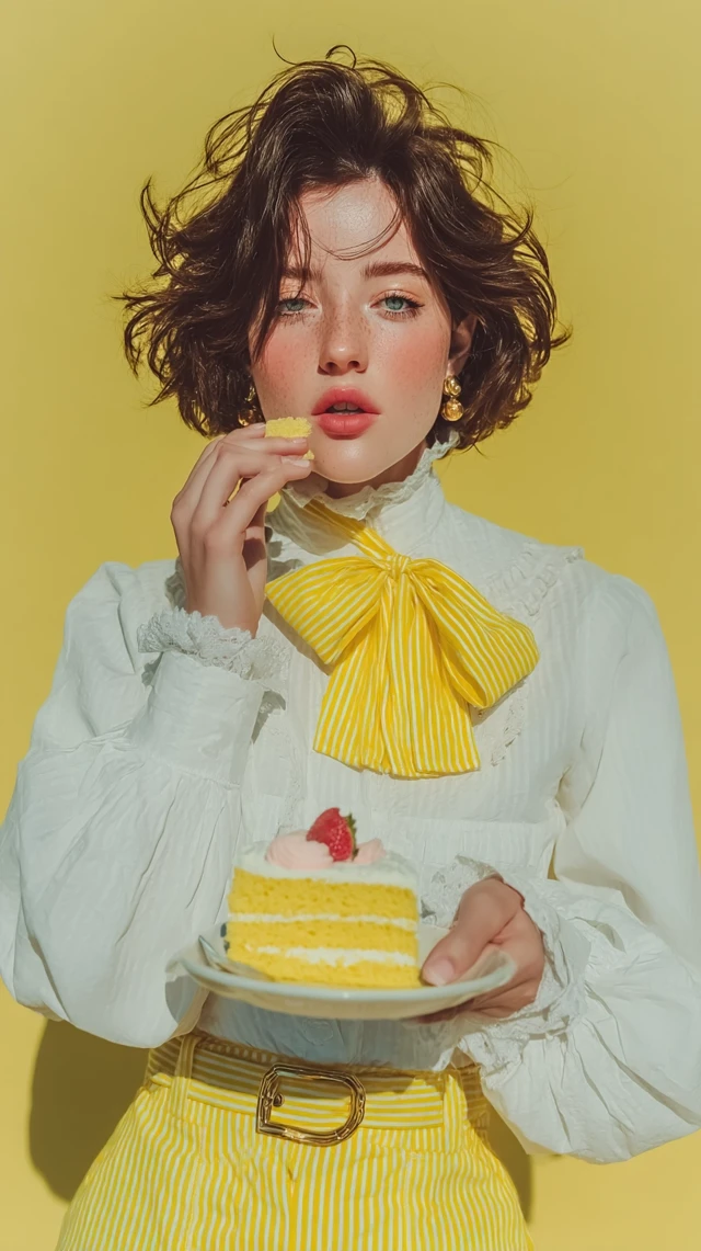 Beautiful Woman with Cake Instagram Style Photo
