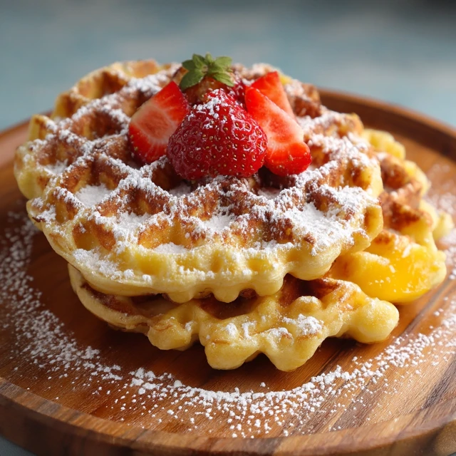 Delicious Waffles with Strawberries
