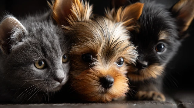 Cute Cats and Dogs Playing Together Adorable Illustration