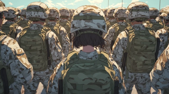 Anime Soldiers in Formation Illustration