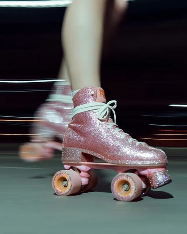 Pink Roller Skates in Motion with Soft Blur