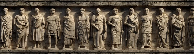 Roman Emperors Bas Relief Sculpture Temple Wall