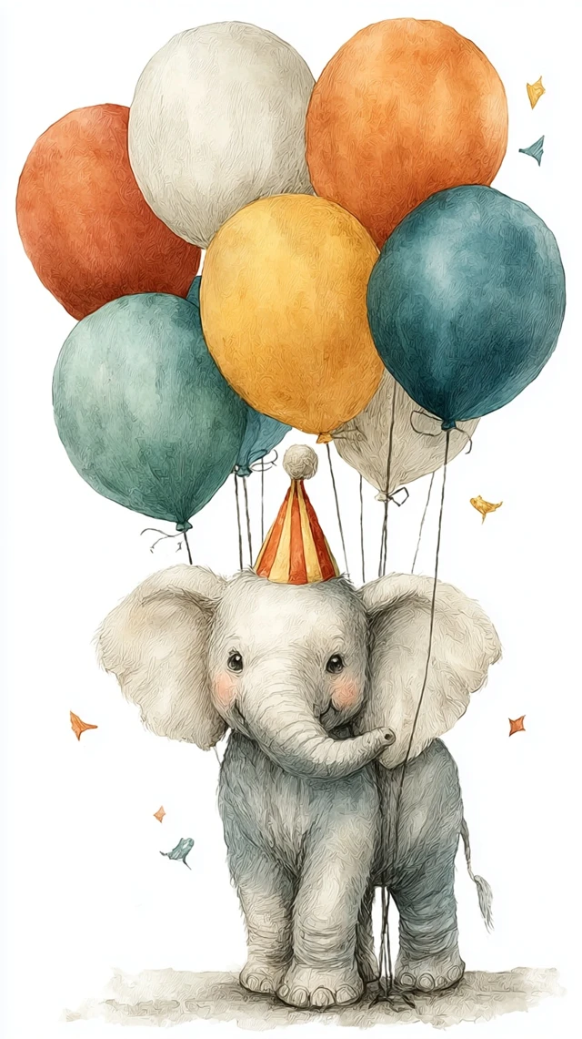 Cute Elephant Party Illustration Childrens Book