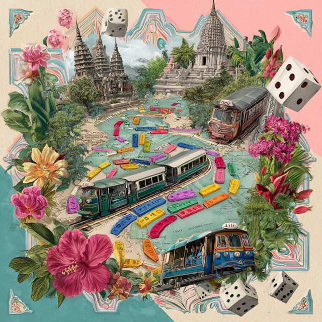 Thai Ticket to Ride Board Game Art Illustration
