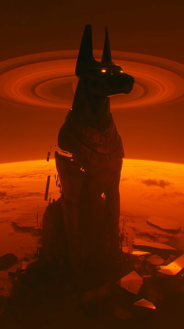 Anubis Statue in Space Divine Art