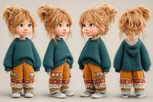 Adorable Child Character Turnaround Disney Pixar 3D