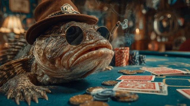 Fish Detective Playing Poker in a Las Vegas Casino