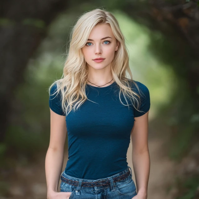 Beautiful Blonde Woman in Forest