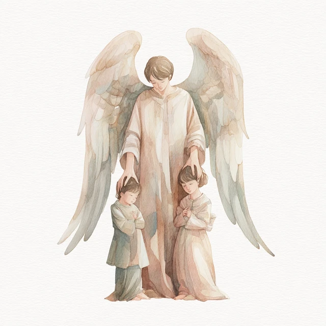 Guardian Angel Illustration for Baby Room Decor