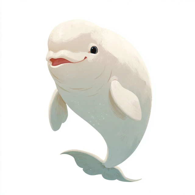 Cute Beluga Whale Illustration Character Portrait