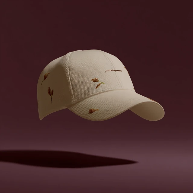 Beige Cap Streetwear Design With Floral Embroidery