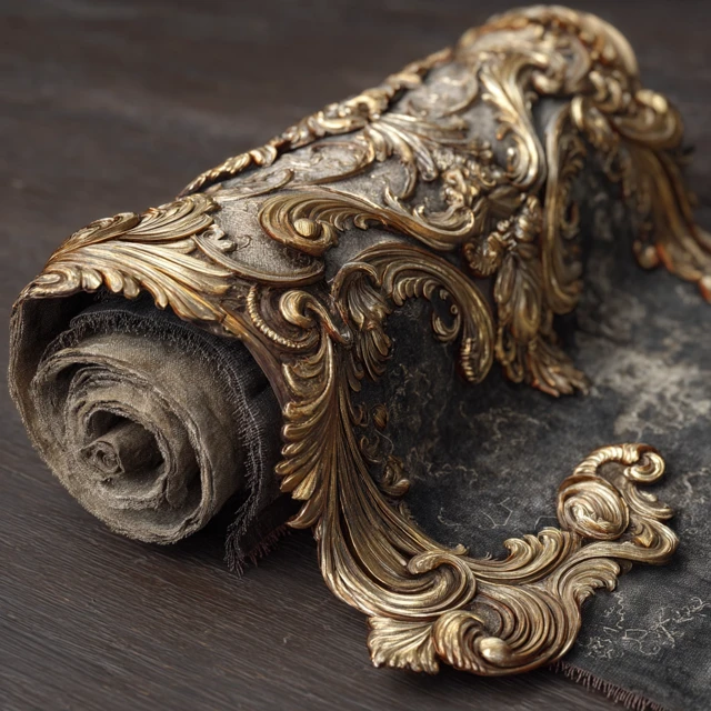Detailed Decorative Scroll with Golden Ornaments