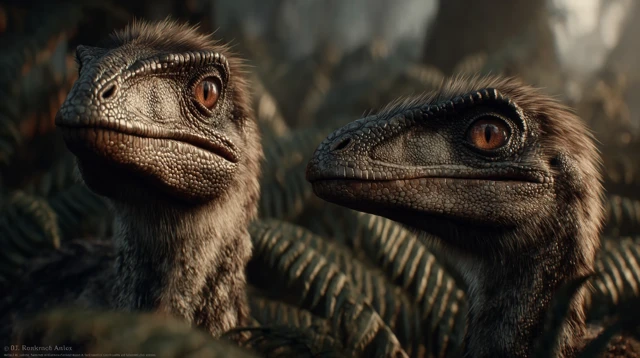 Velociraptor Pair Realistic Close Up