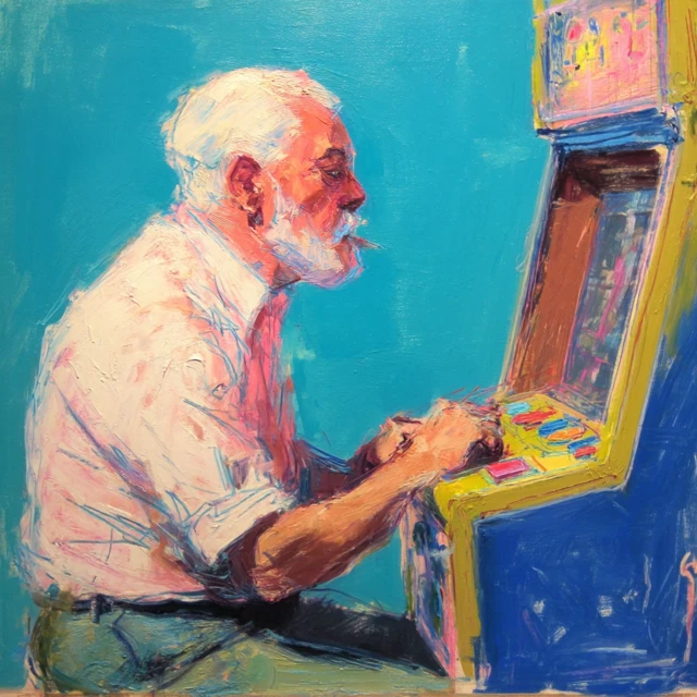 Ernest Hemingway Slot Machine Painting Wayne Thiebaud