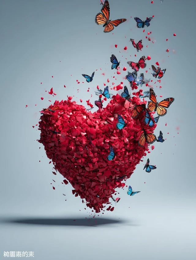 Heart Explosion Butterflies Beautiful Illustration