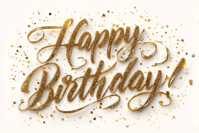 Happy Birthday Golden Calligraphy Sparkles
