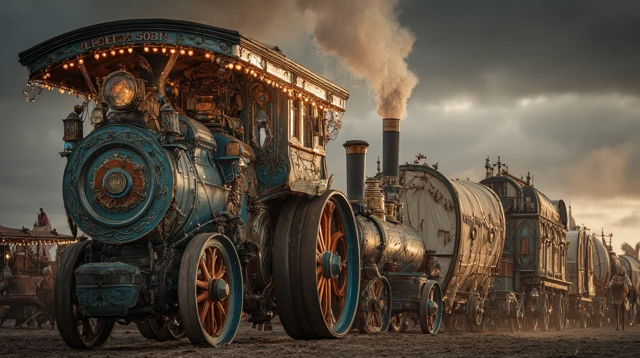 Fantasy Steam Circus Train A Hyper Realistic Photo