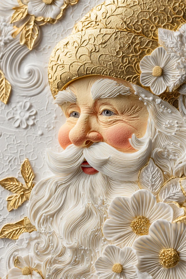 3D Paper Art Santa Claus Christmas Scene